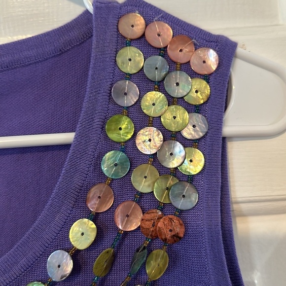NWT Women’s Joseph A Qu'est Cequec EST Purple Shell Embellished Tank Top Sz M - Picture 7 of 9